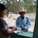 Our helper Teri giving out medicine in El Naranjo, Lepaterique