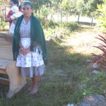 This elderly lady is barefoot
